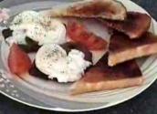 Toast With Poached Egg And Beef Steak